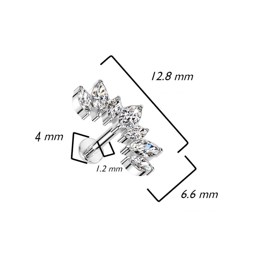 Titane Labret 7 Marquises Zircone Filetage Interne