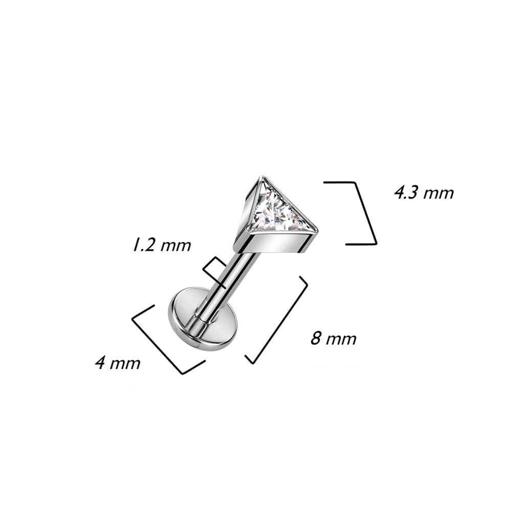 Titanium Labret Triangle Zirconia Internally Threaded