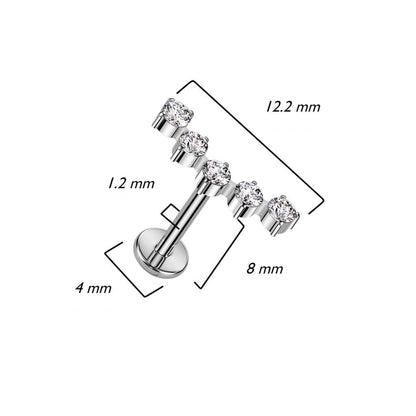 Titanio Labret Arco di zirconi Filettatura Interna