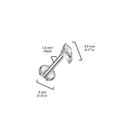 Titanio Labret Punta di lancia con zircone Filettatura Interna