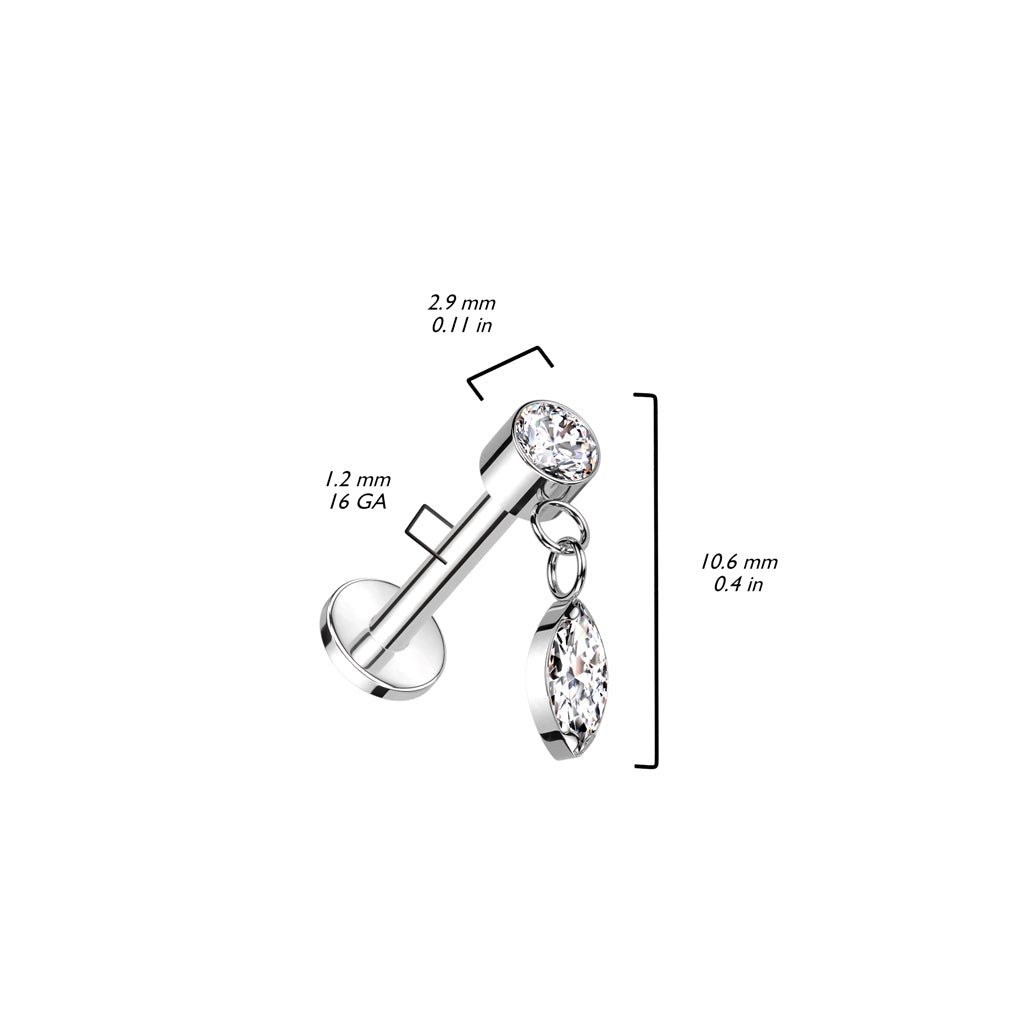 Titan Labret Marquise Schliff beweglich Zirkonia Innengewinde