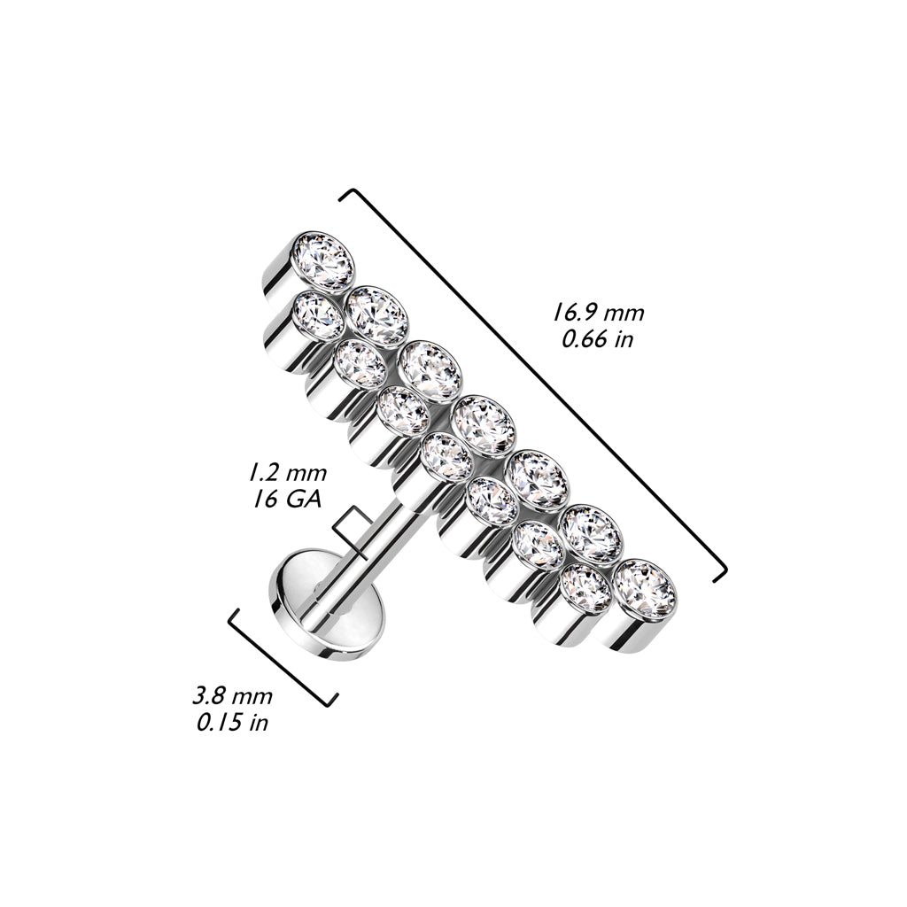 Titan Labret Doppel Linie Zirkonia Innengewinde