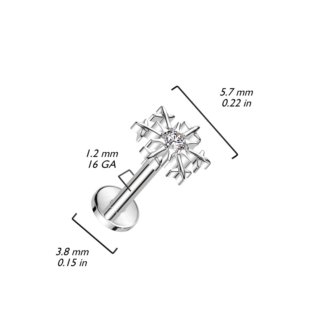 Titan Labret Schneeflocke Zirkonia Innengewinde