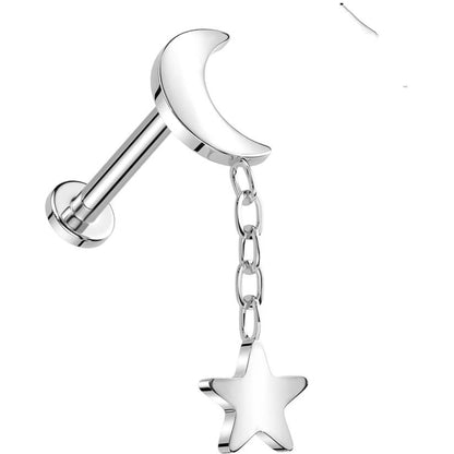 Titanium Labret moon dangle Internally Threaded