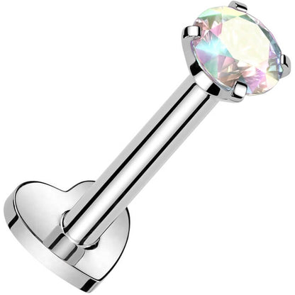 Titanio Labret Zircone e Base a Cuore Filettatura Interna