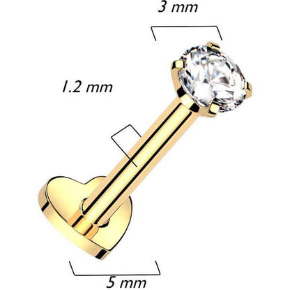 Titanium Labret heart base zirconia Internally Threaded