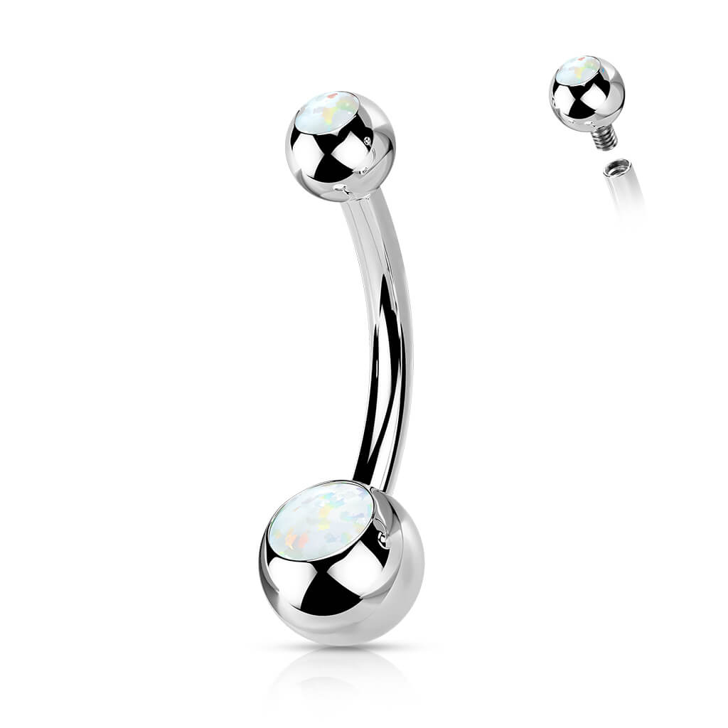 Titanio Piercing Ombelico Sfera con opale Filettatura Interna