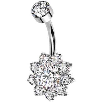 Titan Bauchnabelpiercing Blume Zirkonia Innengewinde