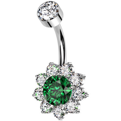 Titan Bauchnabelpiercing Blume Zirkonia Innengewinde