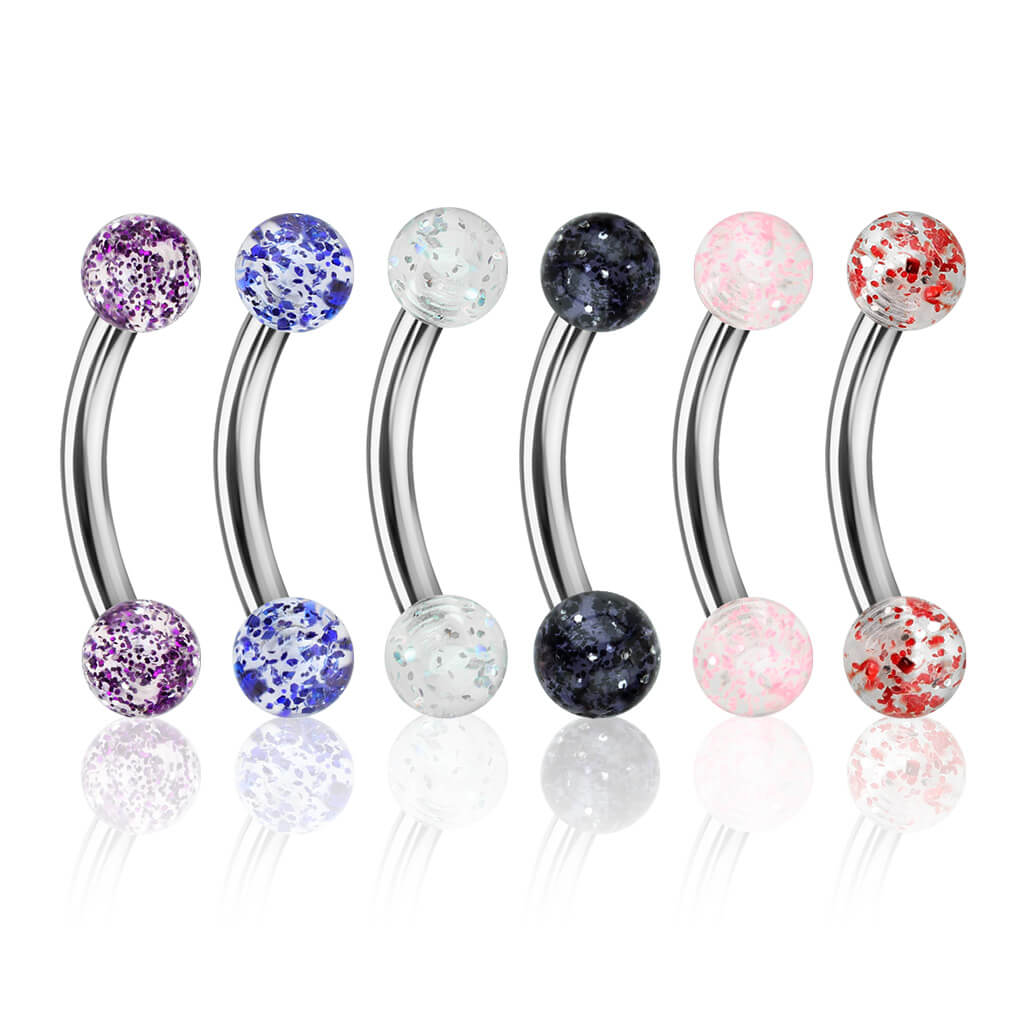 Eyebrow Piercing Acrylic Ultra Glitter Ball