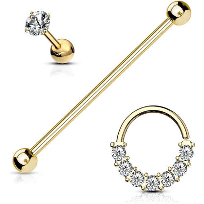 Barbell Set Zirconia Barbell Ring