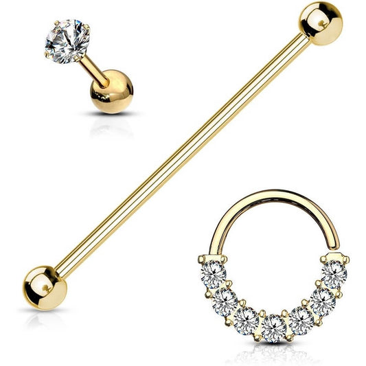 Barbell Set Zirkonia Barbell Ring