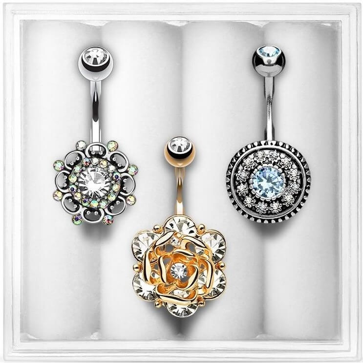 Bauchnabelpiercing Blumen Zirkonia