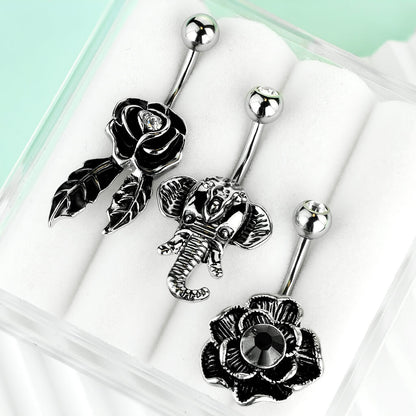 Belly Button Piercing Set Zirconia Silver