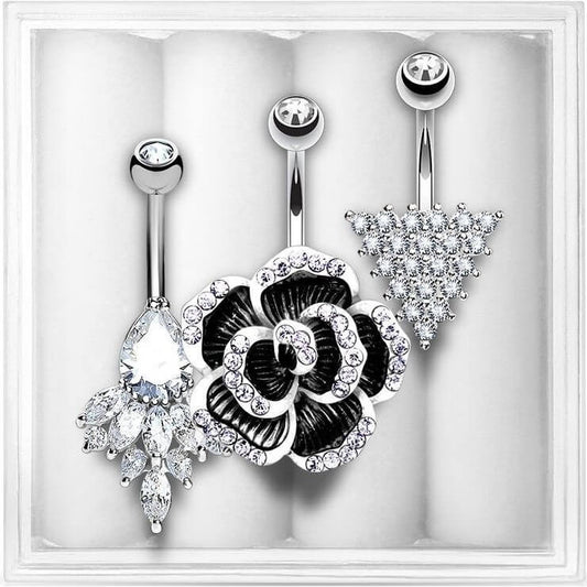 Belly Button Piercing Set Zirconia