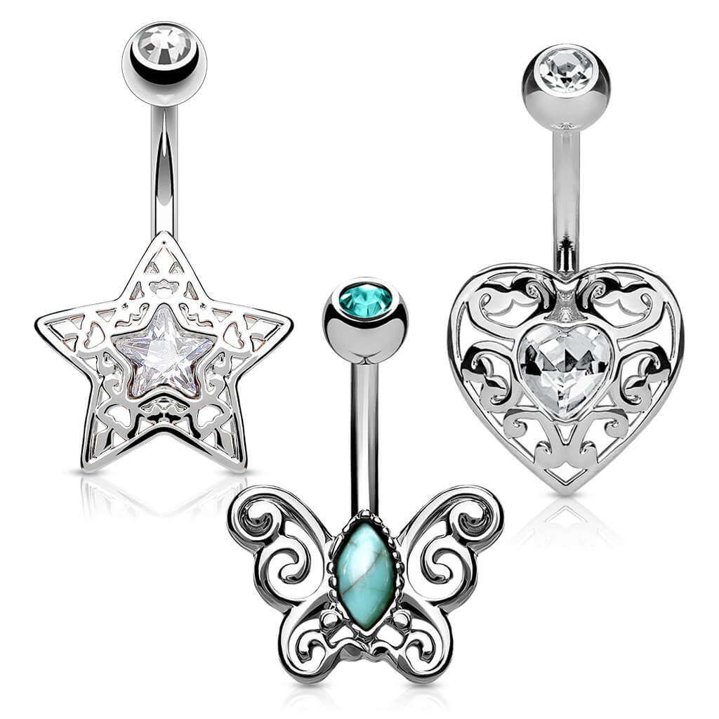 Belly Button Piercing Set Zirconia