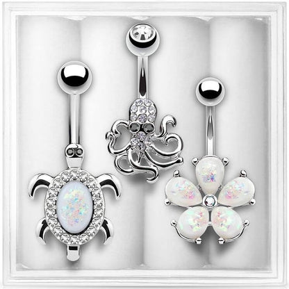 Piercing Nombril Pack Opale Argent