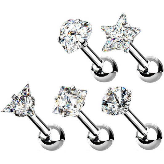 Barbell Set Zirconia Silver