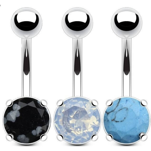 Belly Button Piercing Zirconia Round Silver