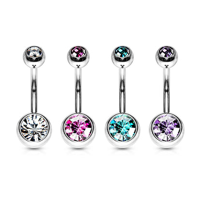 Belly Button Piercing Zirconia Ball Silver