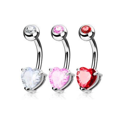 Piercing ombligo Corazón Circonita Plata