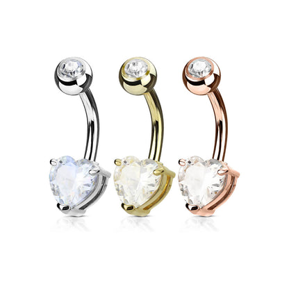 Belly Button Piercing Heart Zirconia