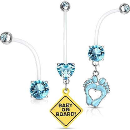 Belly Button Piercing Set Zirconia