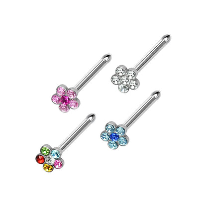 Nariz Stud Flor Circonita Plata