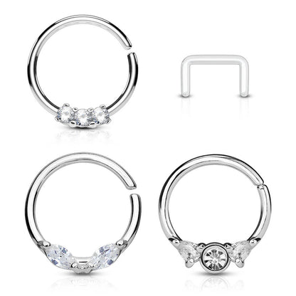 Piercing Septum  Retainers/Anelli in oro e zirconi Pieghevole