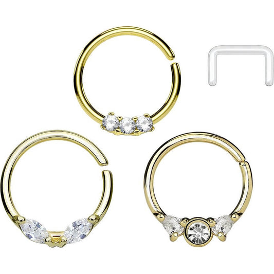 Piercing Septum  Retainers/Anelli in oro e zirconi Pieghevole