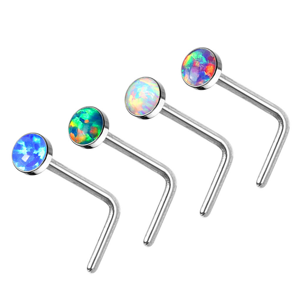 Nose L-Shape Opal Silver