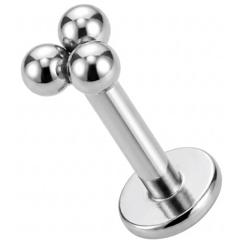 Titanium Labret Trinity Ball Cluster Top Internally Threaded