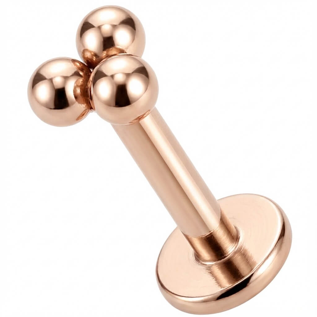 Titanium Labret Trinity Ball Cluster Top Internally Threaded