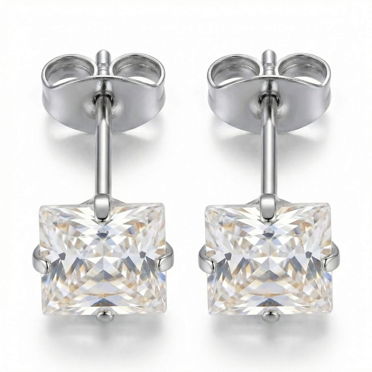 Titanium Earring Square Cut Zirconia
