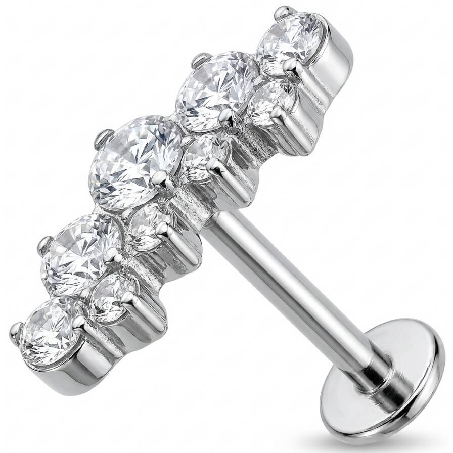 Titanium Labret Graduated Crystal Curve Cluster Internally Threaded