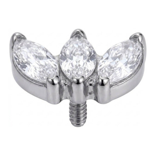 Titanium Top Three Marquise Zircon Fan Internally Threaded
