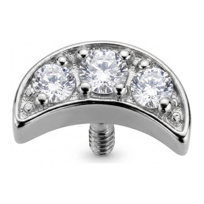 Titanium Top Crescent Moon Triple Zirconia Internally Threaded