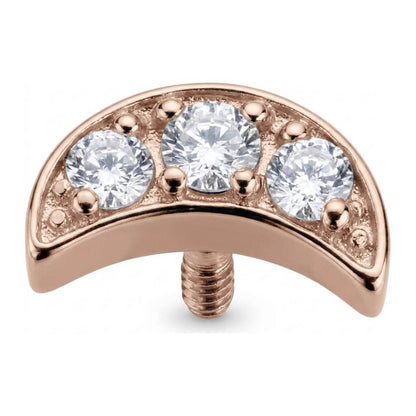 Titanium Top Crescent Moon Triple Zirconia Internally Threaded