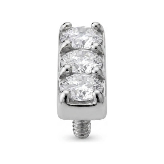 Titanium Top Triple Zircon Row Internally Threaded