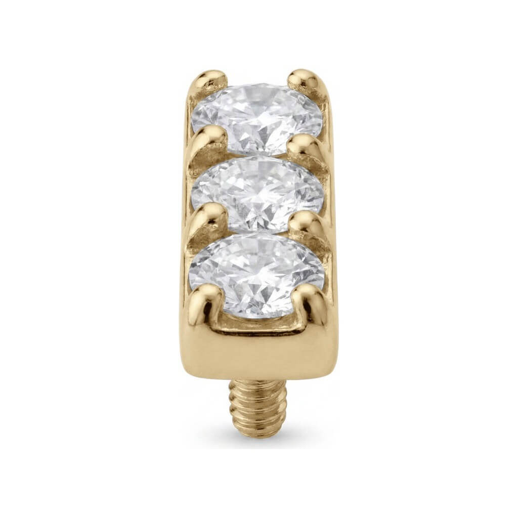 Titanium Top Triple Zircon Row Internally Threaded
