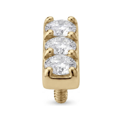 Titanium Top Triple Zircon Row Internally Threaded