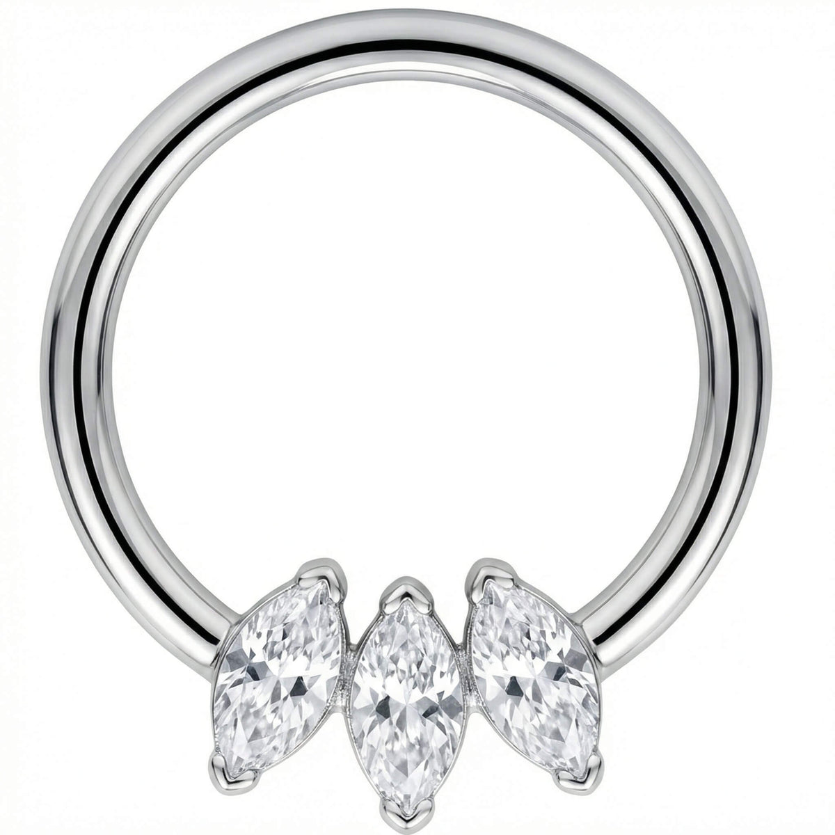 Titanium Ring Triple Marquise Crystal Fan Clicker