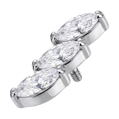 Titanium Top Triple Marquise Zirconia Curve Internally Threaded