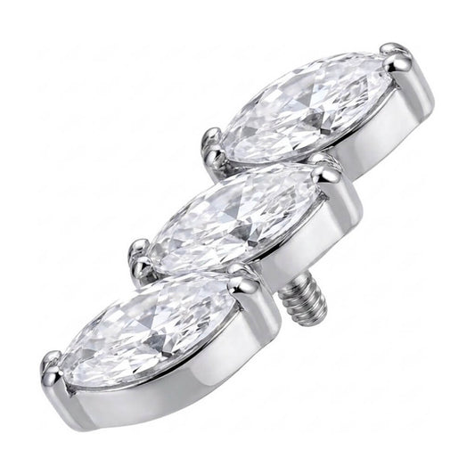Titanium Top Triple Marquise Zirconia Curve Internally Threaded