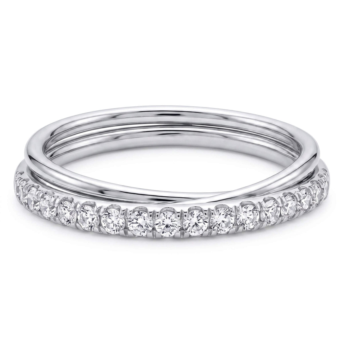Titanium Ring Double Band Zirconia Row Clicker