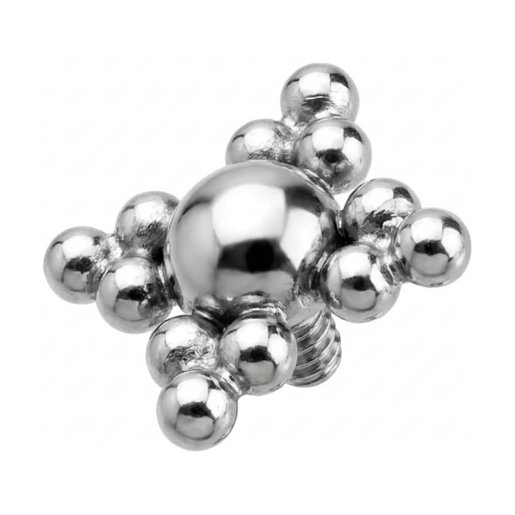 Titanium Top Beaded Cross Cluster Internally Threaded