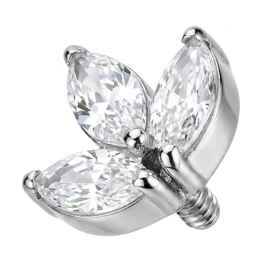 Titanium Top Triple Marquise Leaf Cluster Internally Threaded