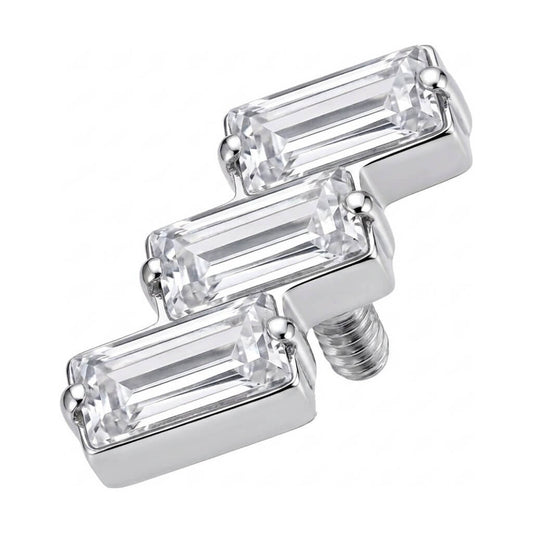 Titanium Top Triple Staggered Baguette Zircons Internally Threaded