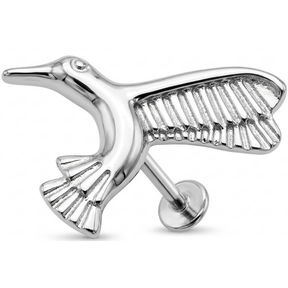 Titanium Labret Flying Hummingbird Bird Figure Internally Threaded