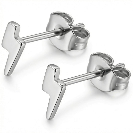 Titanium Earring Lightning Bolt For Earlobe